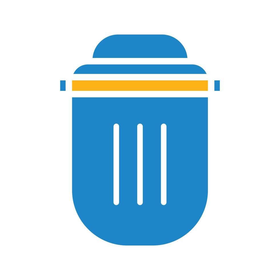 Trash icon. Rubbish bin.bllue yellow solid vector