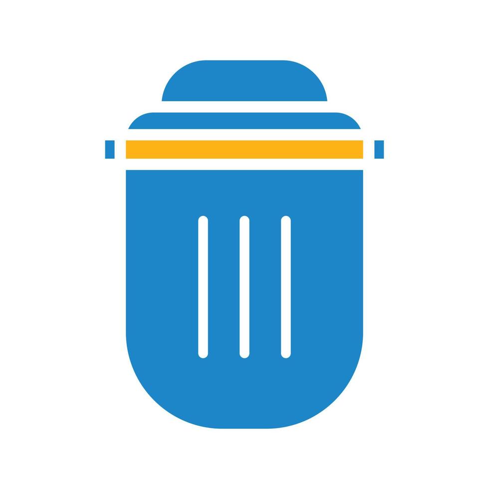 Trash icon. Rubbish bin.bllue yellow solid vector