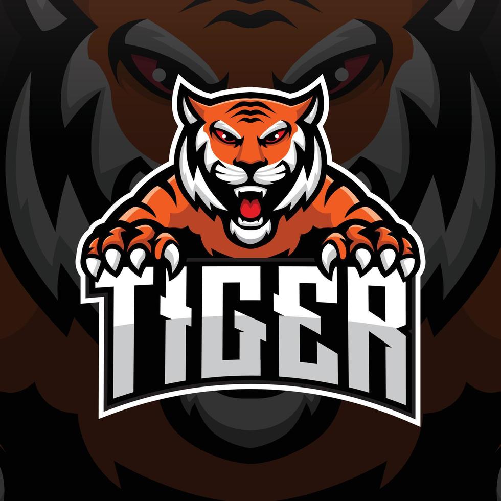 angry tiger mascot gaming logo design vector