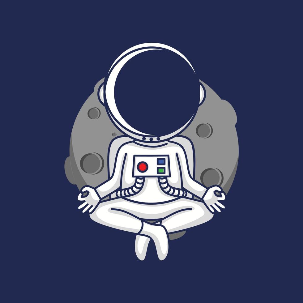 illustration of astronout doing yoga with lotus pose design vector