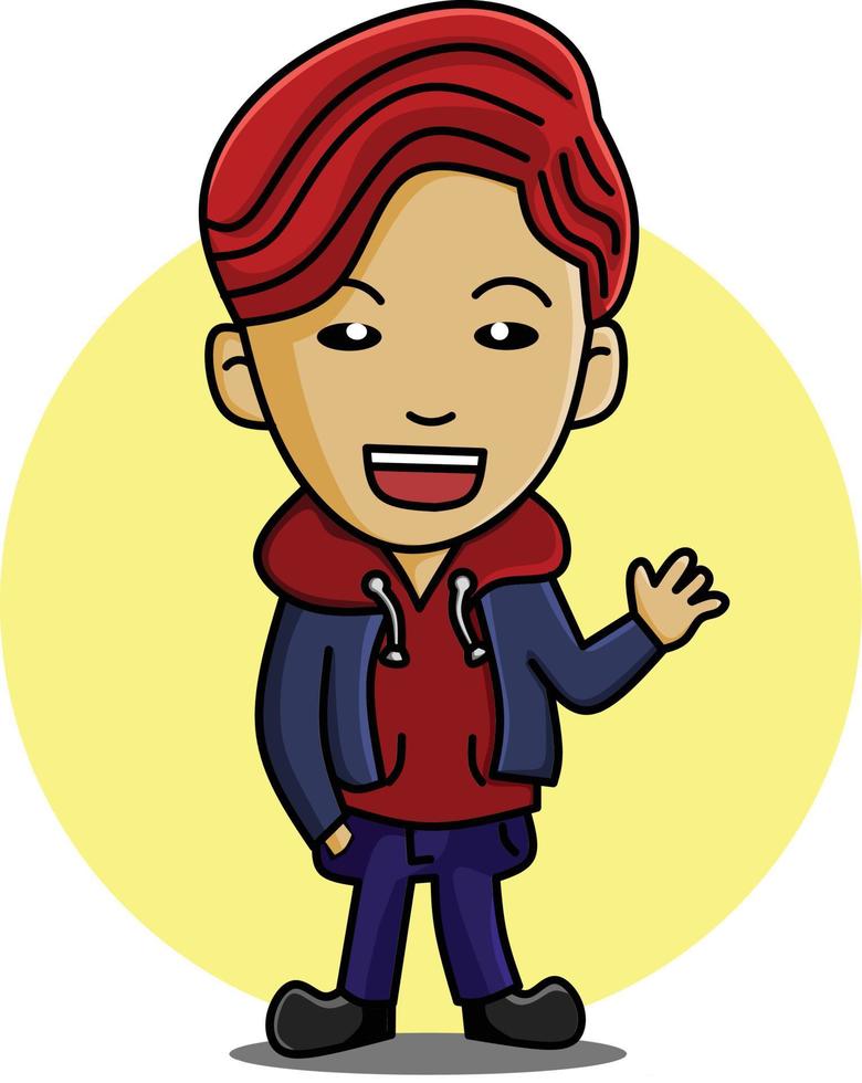 korean boy chiby mascot cartoon character design vector