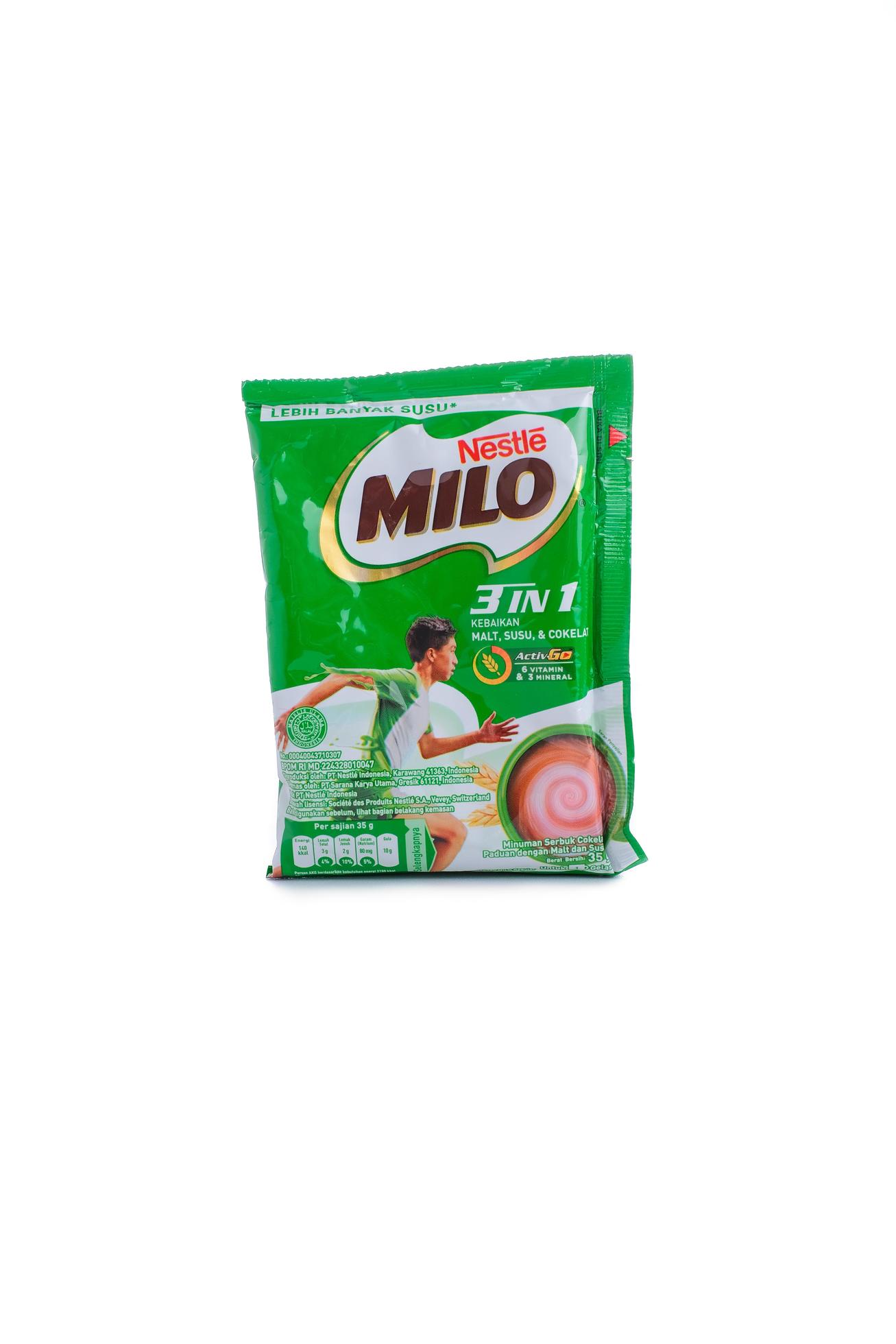 Yogyakarta, 09 March 2021, Nestle Milo breakfast energy drink sachet