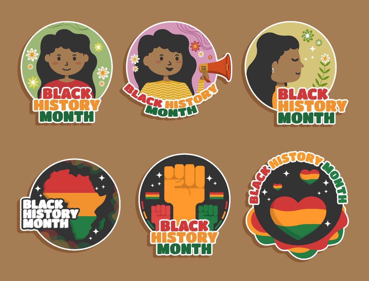 Black History Month Sticker Set vector