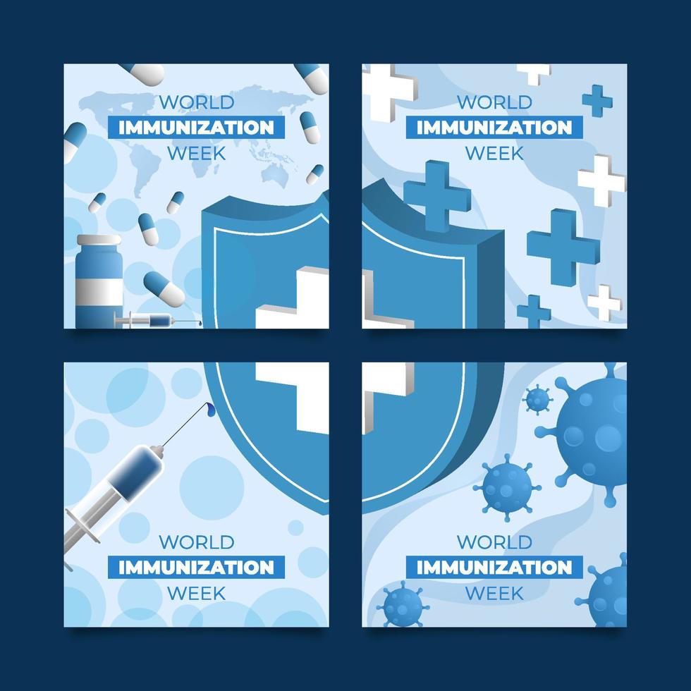 World Immunization Week Social Media Posts vector