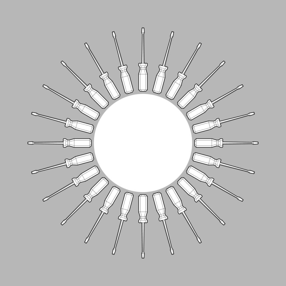Screwdriver - round banner with space for text. hand tool. carpentry and assembly tools to screw fasteners vector
