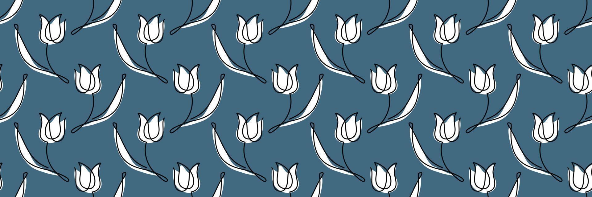tulips seamless pattern. floral spring wallpaper. floral ornament for interior decor. tulips in one line. textile vector