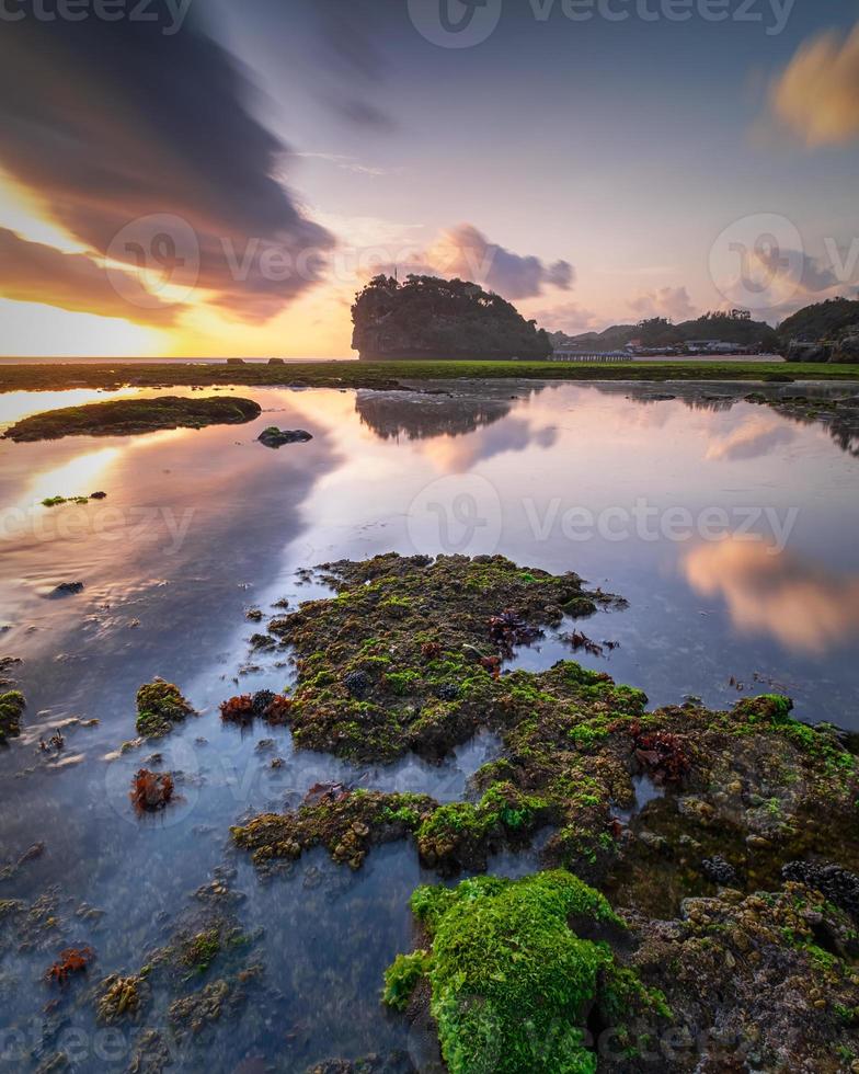 Sunset at indonesian beach photo