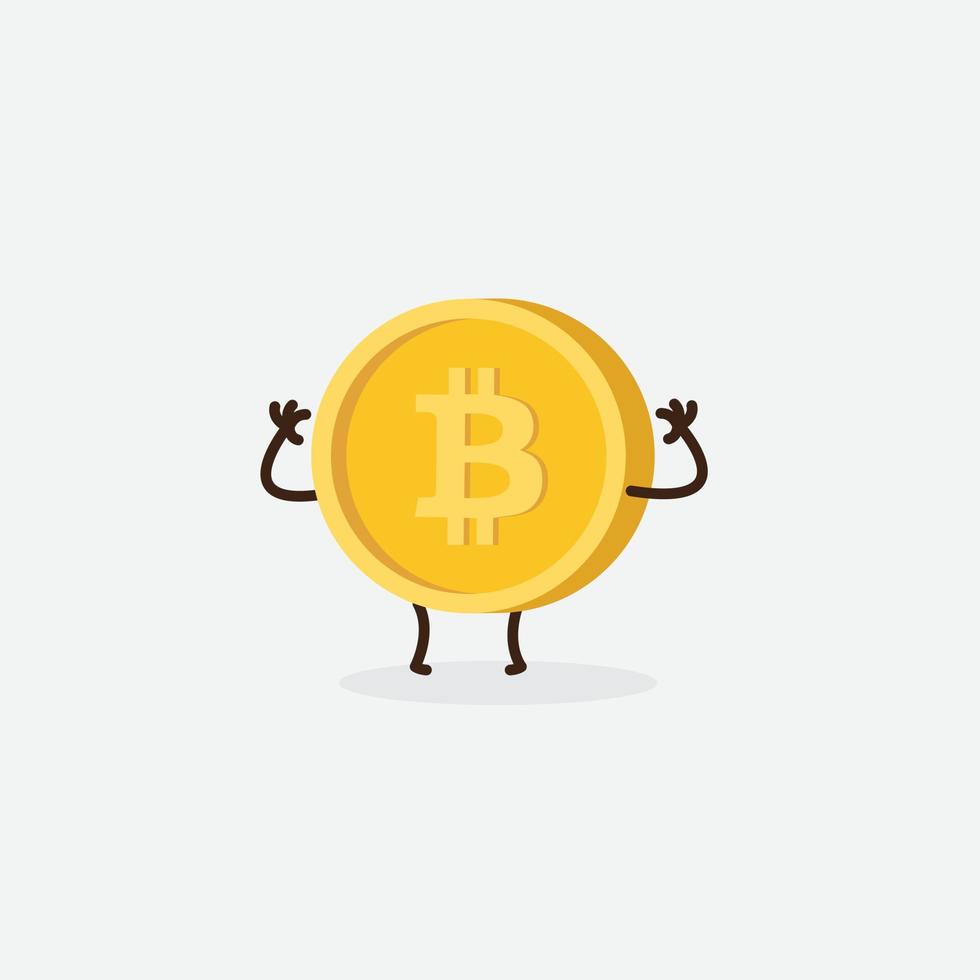 Cartoon bitcoin mascot, vector illustration of a cute bitcoin character mascot