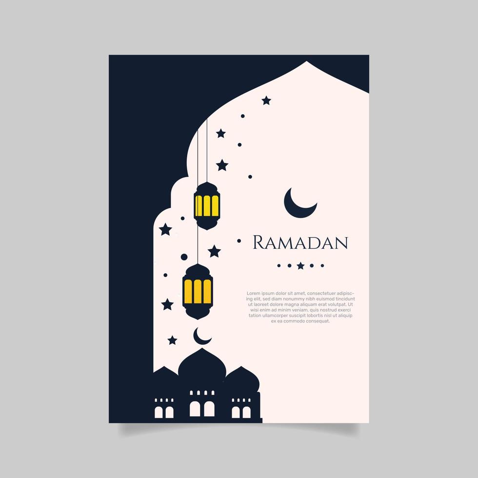 plantilla plana de tarjeta de felicitación de ramadán. - vectores. vector