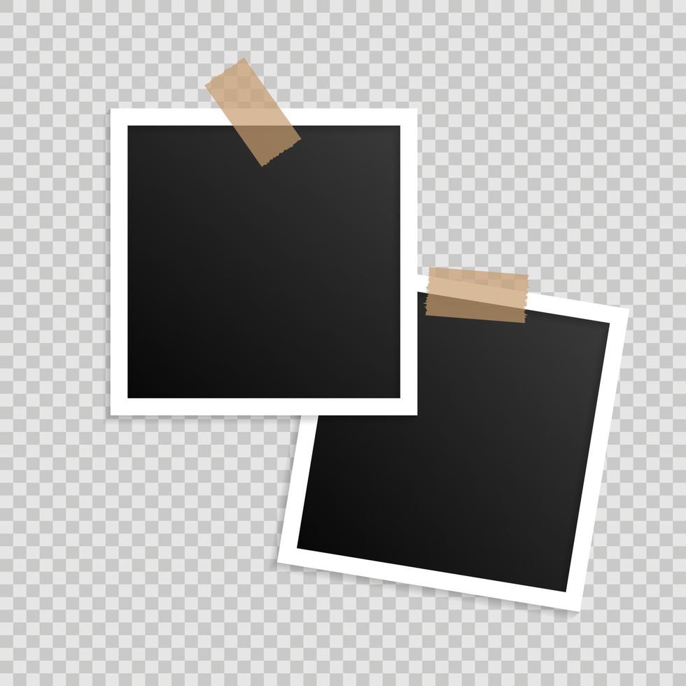Photo frames with tape on transparent background. - Vector. vector