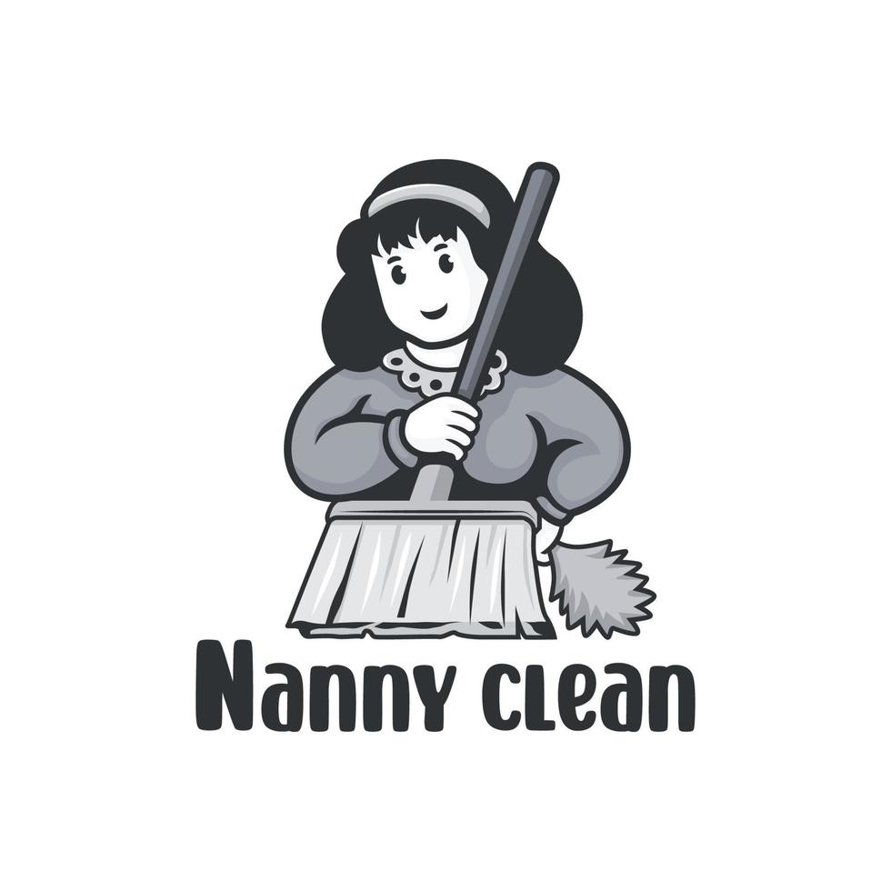 nanny clean character logo vector
