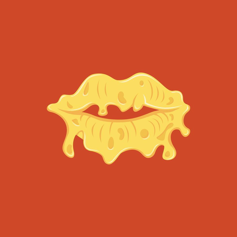 ilustración de queso derretido en el logo de los labios vector