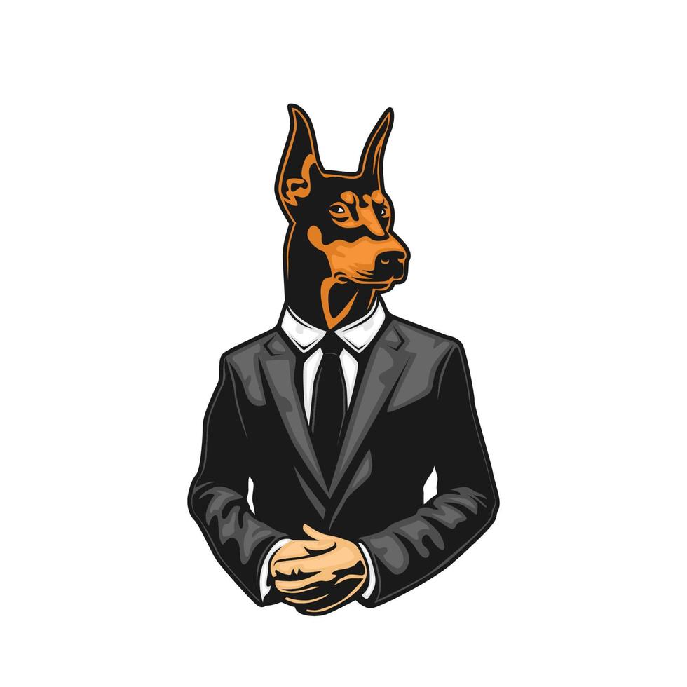 dog character in suit vector illustration