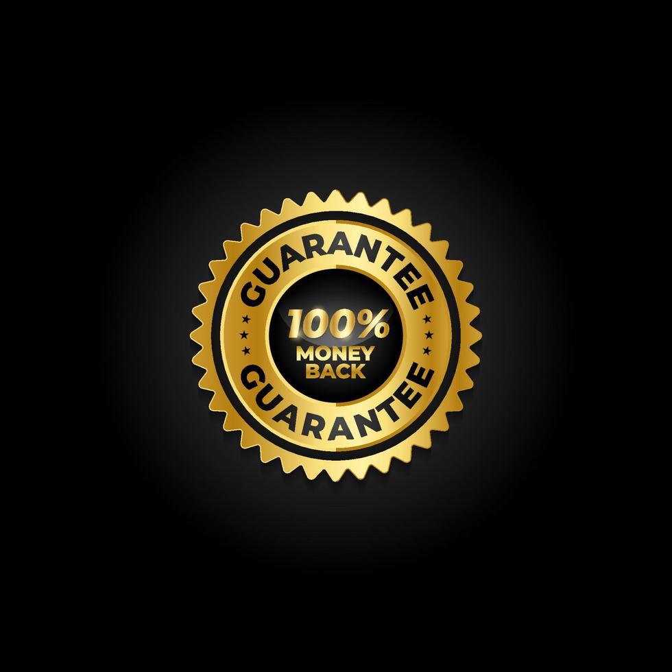 Guarantee label vector sign emblem with golden shine effect