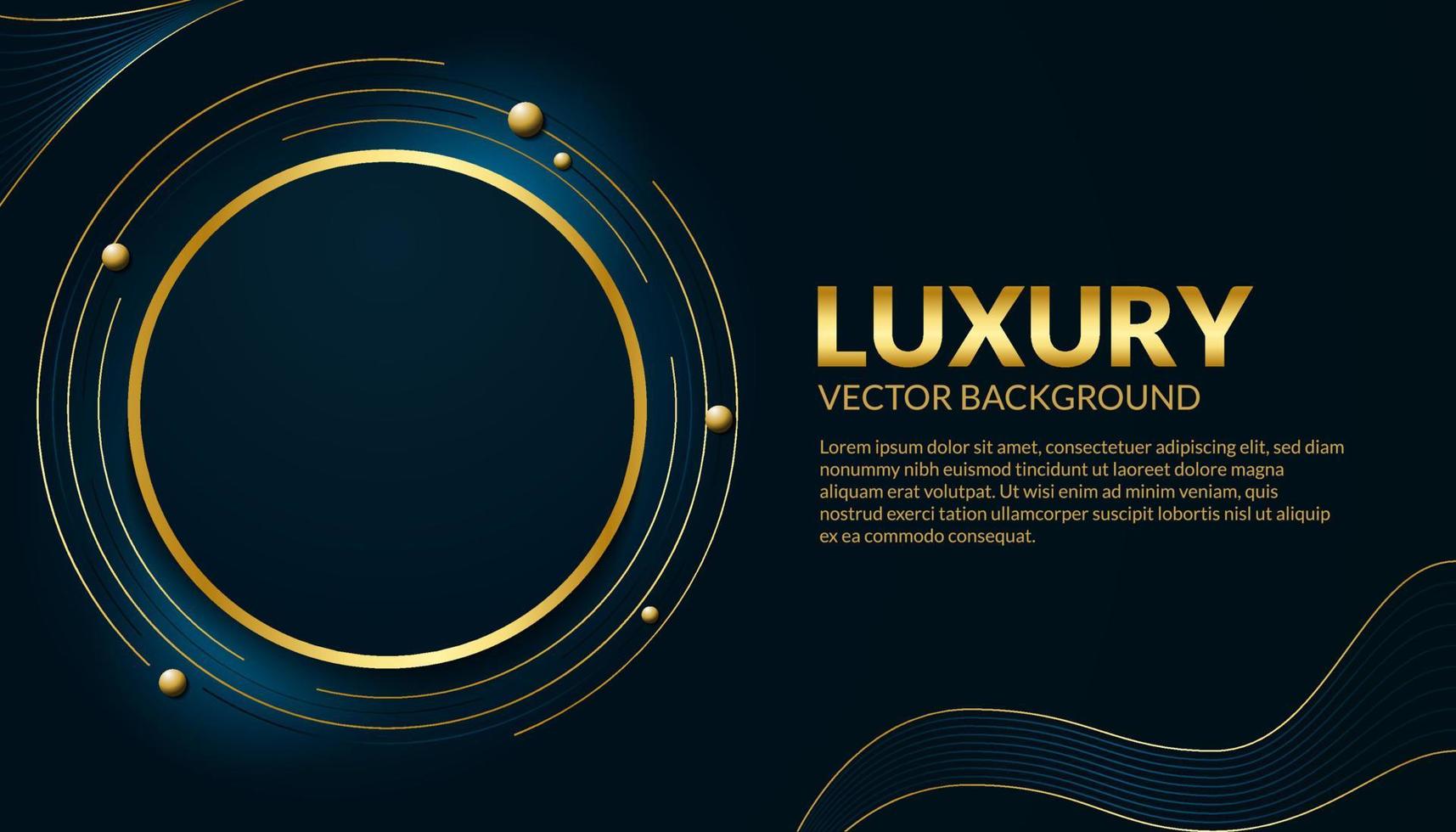 ilustración de vector de fondo abstracto de lujo con degradado de color azul oscuro y dorado, plantilla de diseño de banner