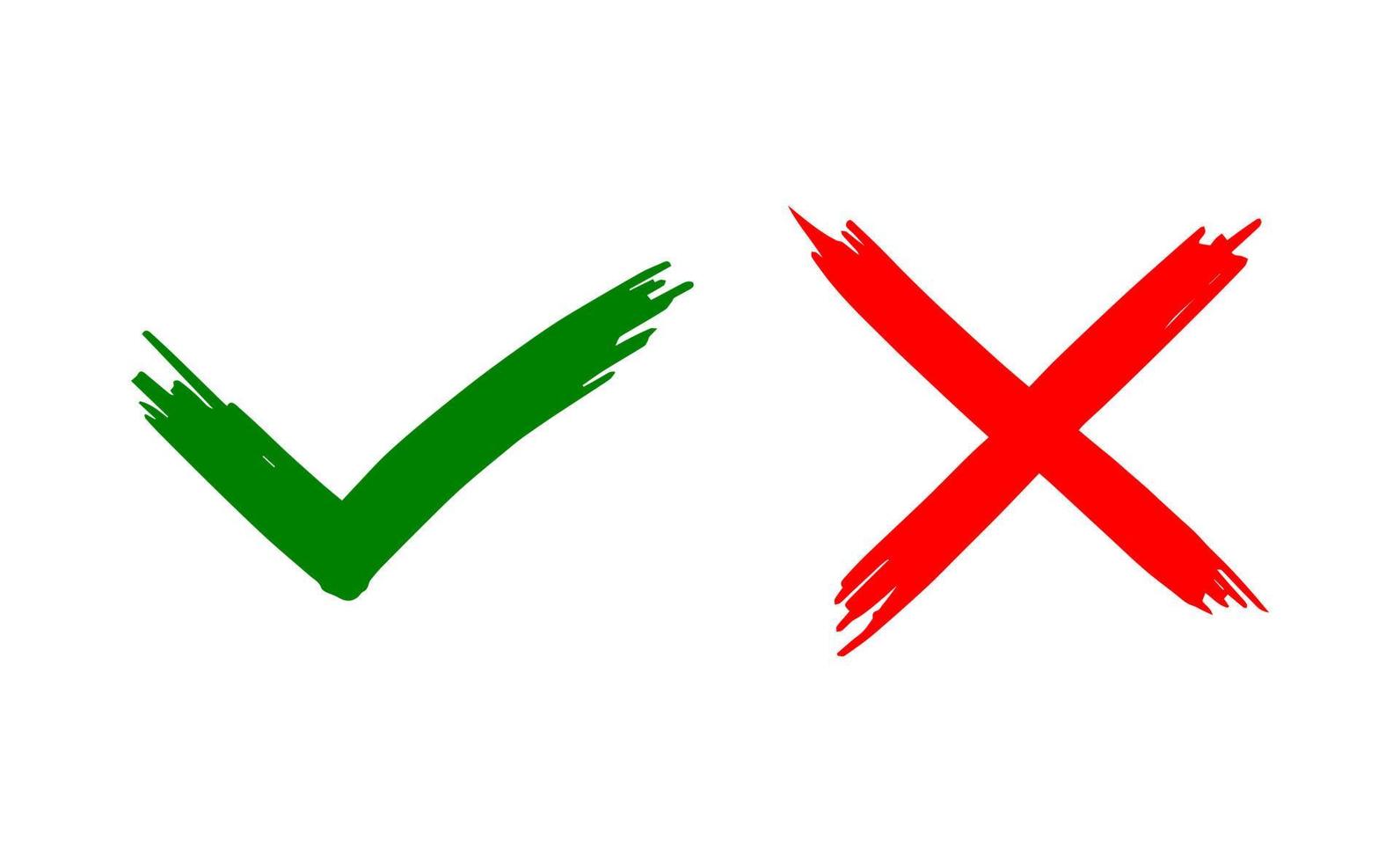 Tick and cross  signs. Checkmark OK and X icons. vector