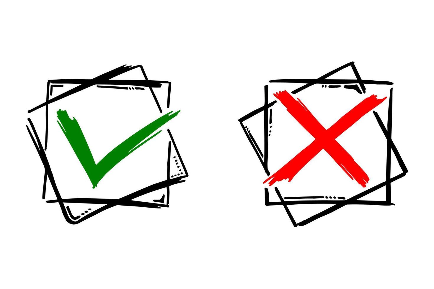 Tick and cross  signs. Checkmark OK and X icons. vector