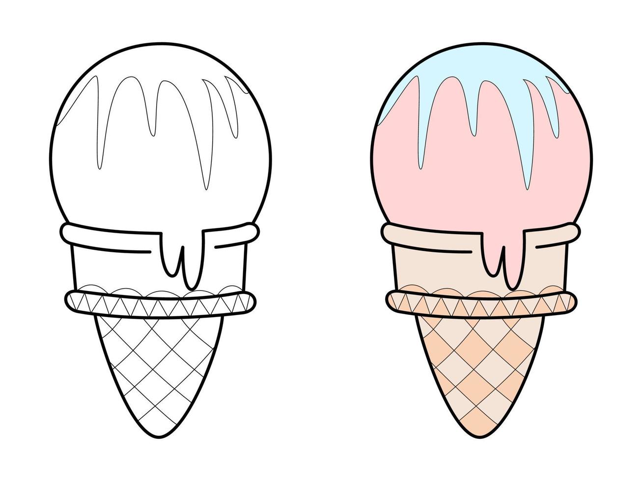 vector de helado, página para colorear, ilustración vectorial