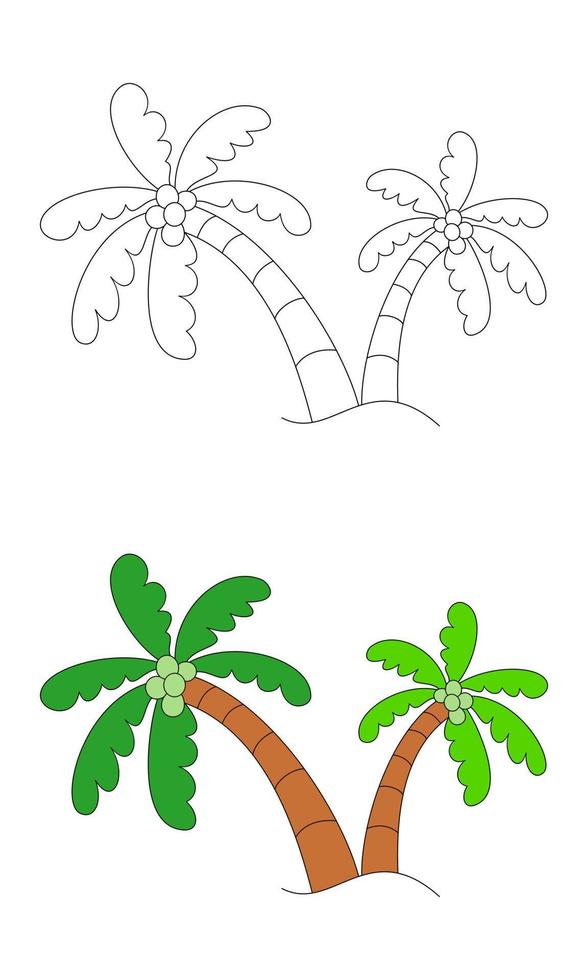 coconut vector, coloring book or page, vector illustration.