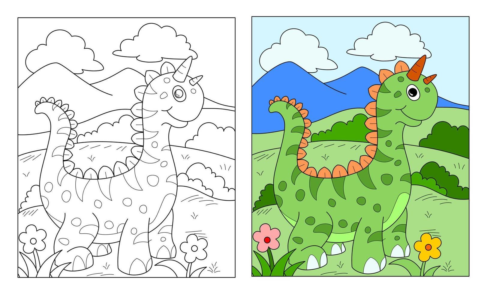 vector de dinosaurio, libro de colorear o página, ilustración vectorial