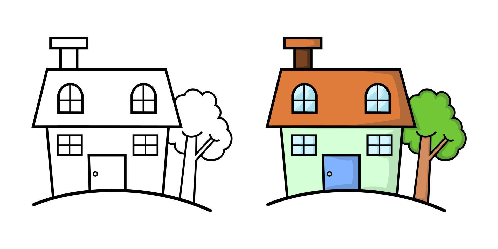 House pictures for kids to color vector