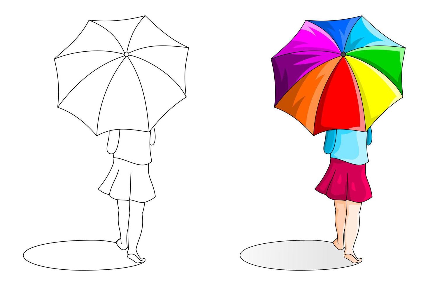 mezcla Edad adulta Infectar una mujer que lleva un paraguas, un libro para colorear o una página,  ilustración vectorial. 5883234 Vector en Vecteezy