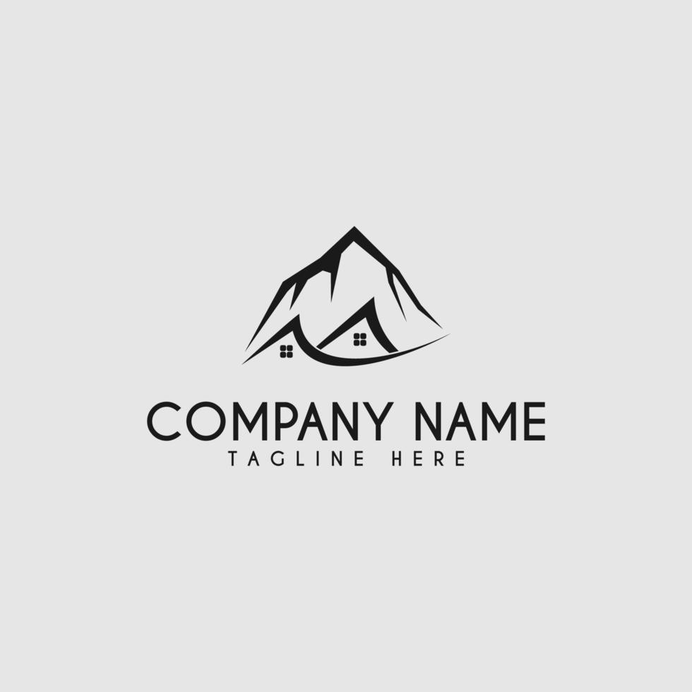 Logo Design Of House Building Icon Symbol With Mountain View vector