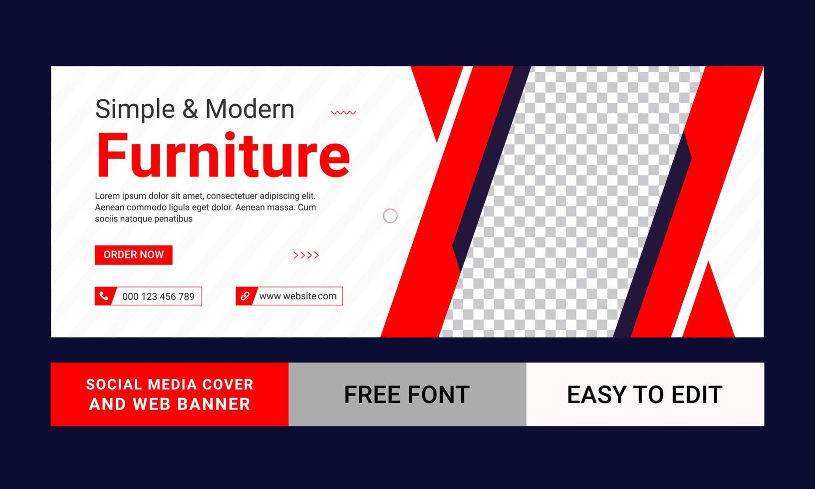 Furniture timeline cover and web banner free vector template