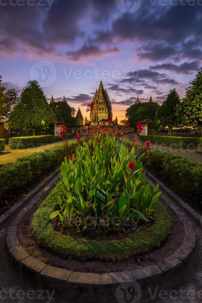 Beautiful sunset at ancient temple photo