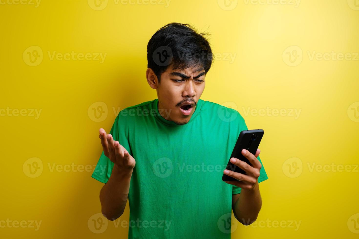 Sad Asian Man Has Bad Online Chat News And Feels Disappointed On The  Smartphone. Stock Photo, Picture and Royalty Free Image. Image 175416709.