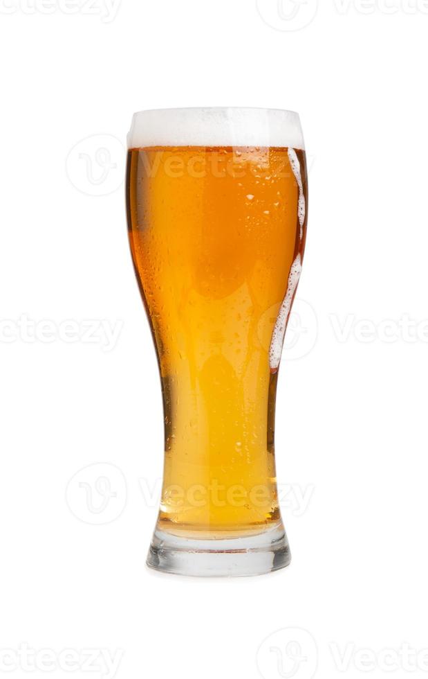 glass of draft beer isolated on white background photo