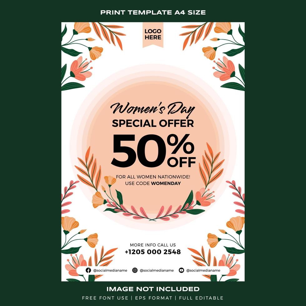 print poster template promotion for women's day premium vector