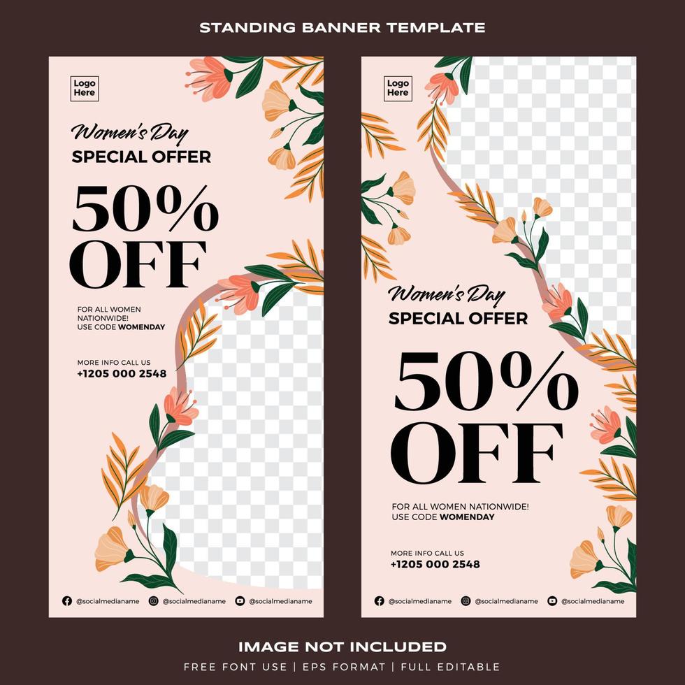 standing banner template promotion for women's day premium vector