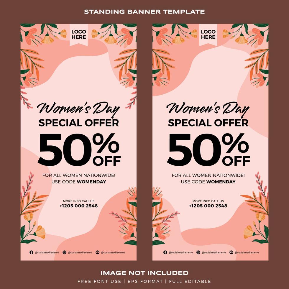 promoción de plantilla de banner permanente para el vector premium del día de la mujer