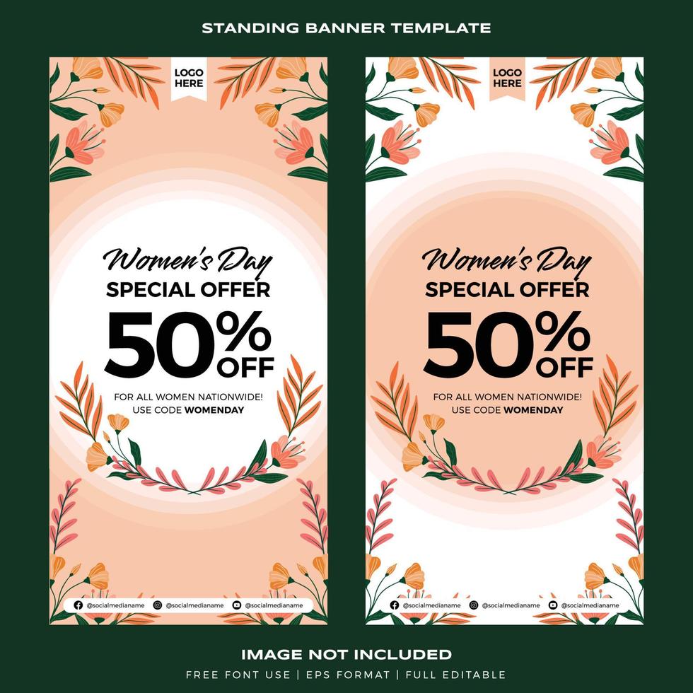 promoción de plantilla de banner permanente para el vector premium del día de la mujer