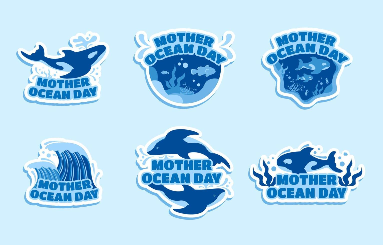etiqueta engomada del día de la madre océano vector