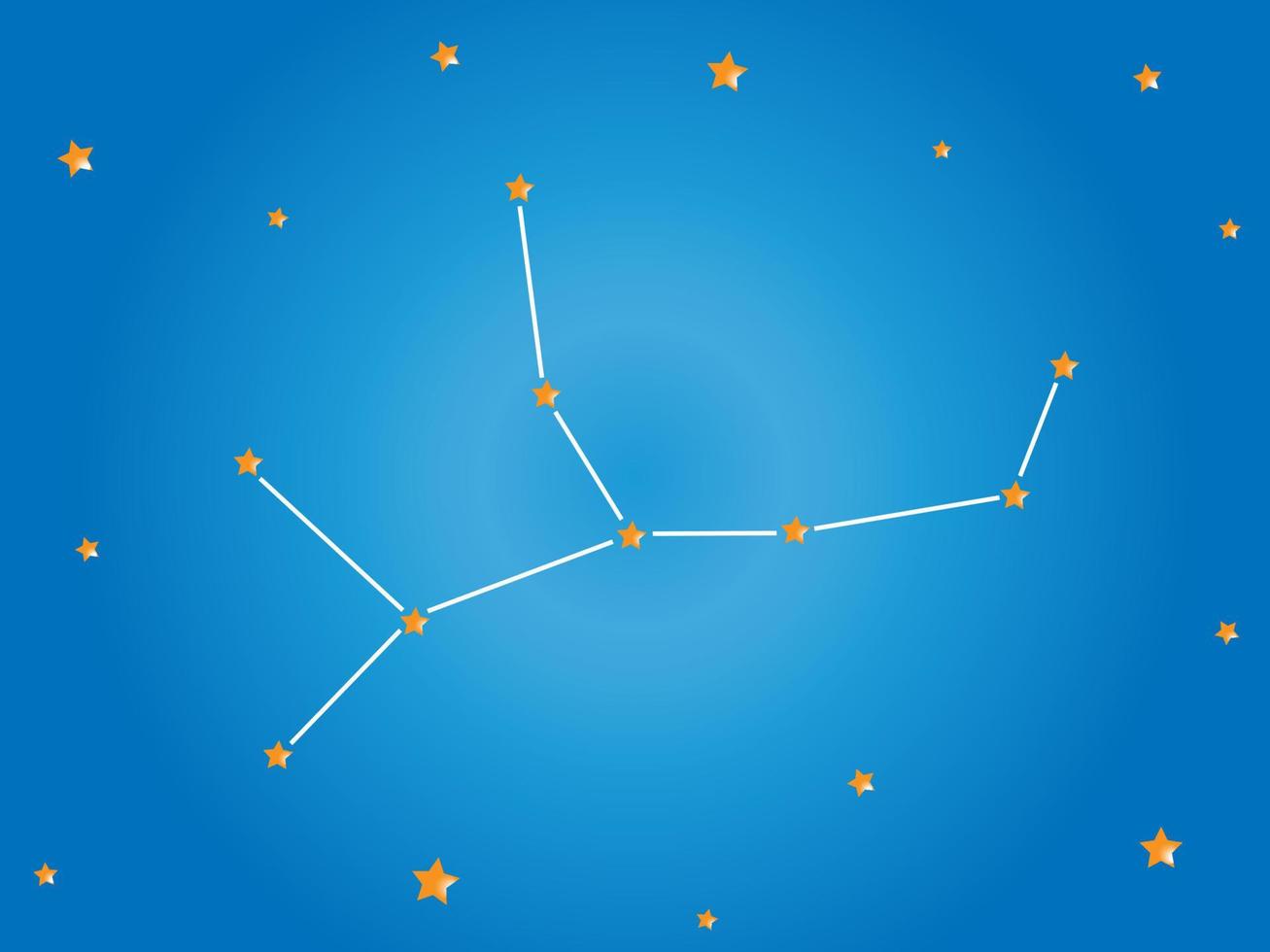 Virgo constellation stars in outer space. Zodiac Sign Virgo constellation lines. Vector illustration.