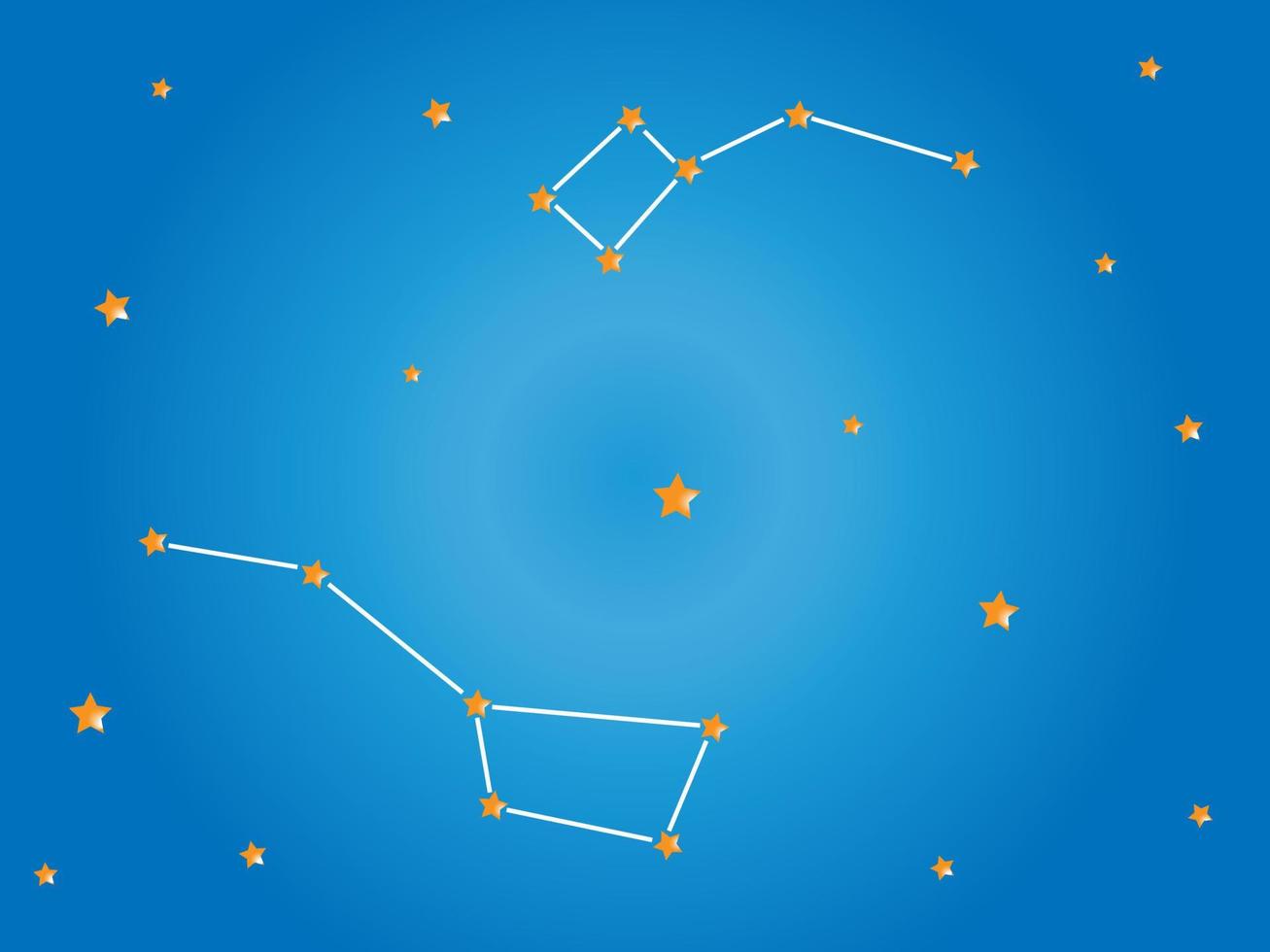 Ursa minor Constellations in outer space. Zodiac Sign Ursa minor constellation stars. Vector illustration.
