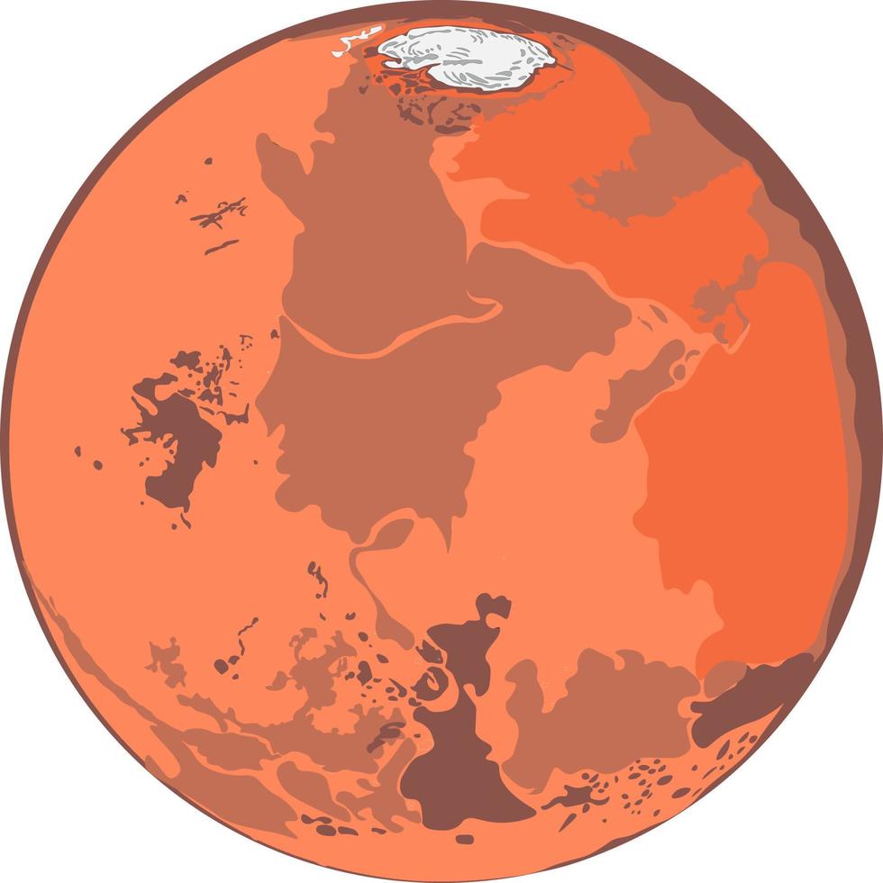 el planeta marte del sistema solar se procesa aislado sobre fondo blanco. ilustración vectorial elementos de esta imagen proporcionados por la nasa vector