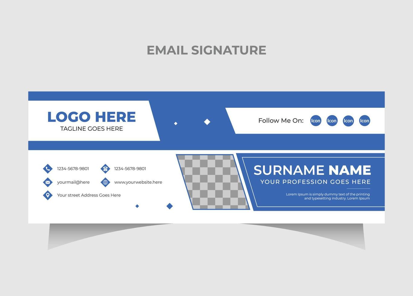 Modern Clean Email signature template design.Creative Multipurpose minimal business email signatures Pro Vector