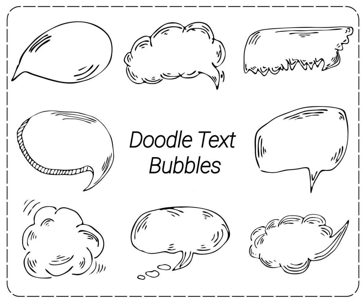 Hand drawn speech bubbles. Doodle style thinking balloons isolated on white background vector