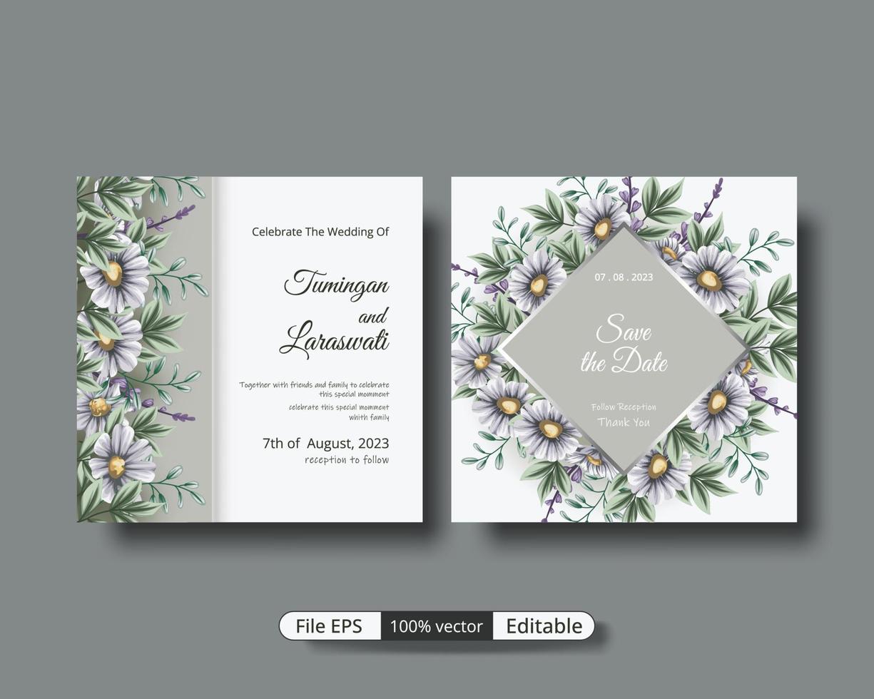 una hermosa plantilla de invitación de boda de lujo que hará que el evento de la fiesta sea más perfecto y siempre lo recuerde vector