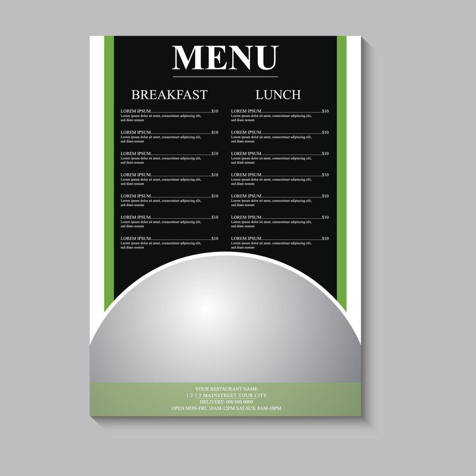 tarjeta de menú moderno menú de comida diseño de menú de restaurante vector
