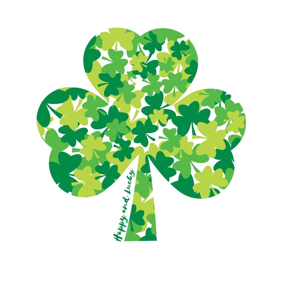 happy and lucky  Saint Patricks day calligraphy with shamrocks vector