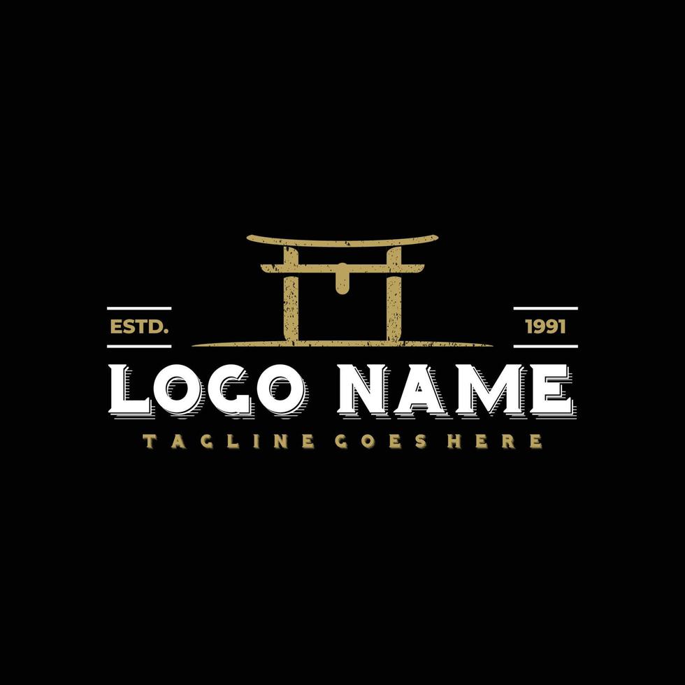 Japanese torii gate logo design inspiration. Vector Illustration