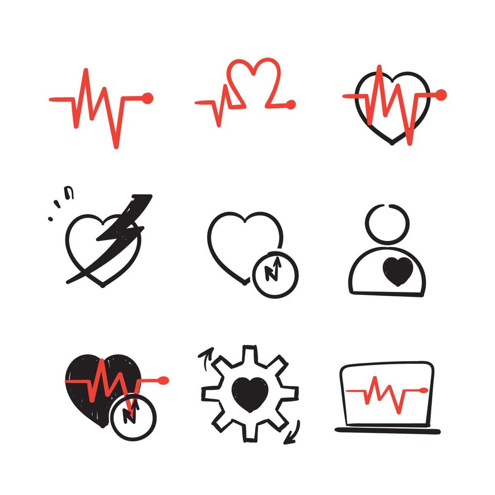 hand drawn doodle heart health icon illustration vector isolated