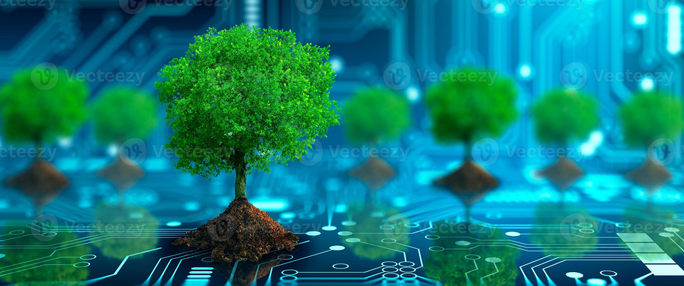 Green Computing, Green Technology, Green IT, csr, and IT ethics Concept. photo