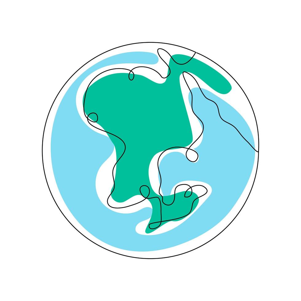 icono de dibujo de una línea de tierra. globo de línea continua. estilo minimalista. ilustración vectorial vector