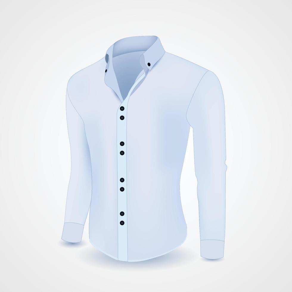 diseño de plantilla de camisa de manga larga azul claro vector