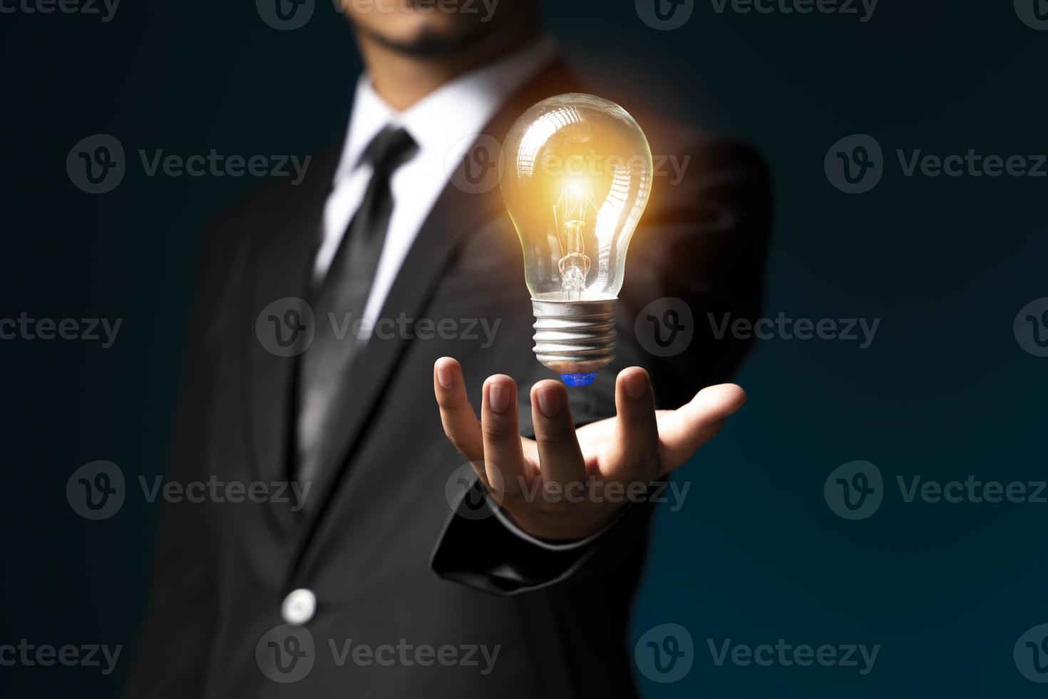 Hand of holding illuminated light bulb,innovation inspiration concept.business idea photo
